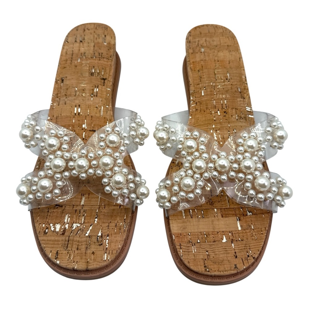 NWOT Anne Klein Baila Women’s Pearl Cork Wedge‎ Sandals Dressy Shoes, Size 9.5